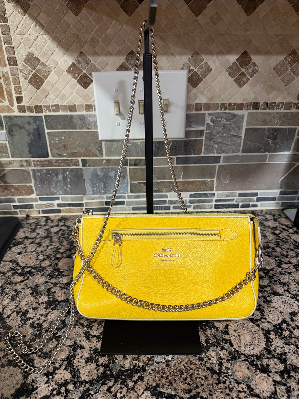 Coach Yellow Leather Chain Shoulder Bag